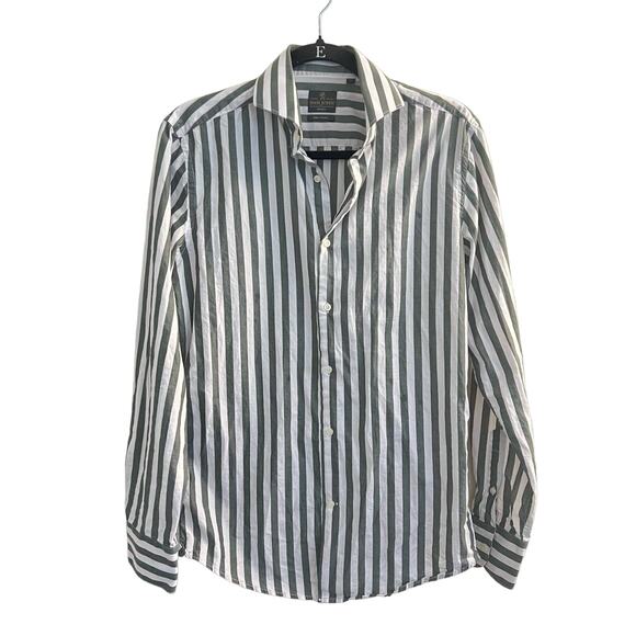 Men's Vintage Green Striped Button Up - Picture 1 of 8
